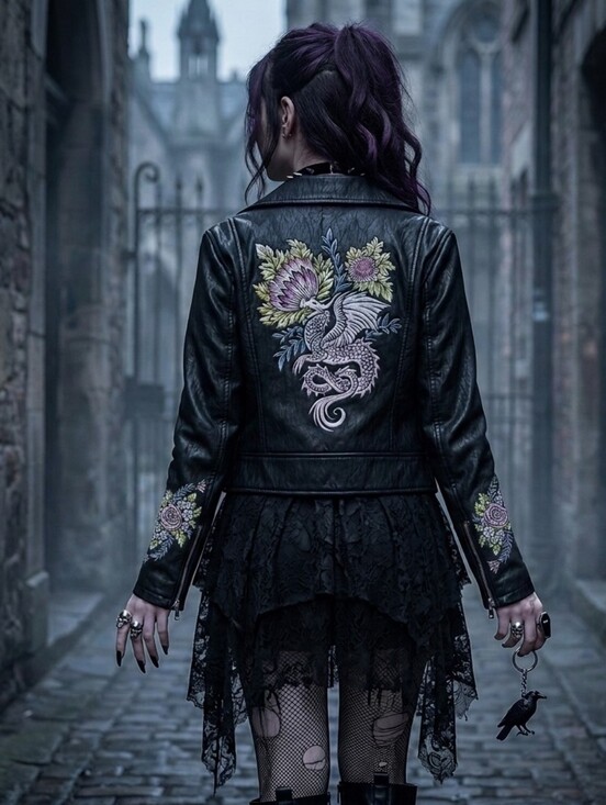 Dolls Kill Jackets & Blazers - Dolls Kill Floral Embroidered Moto Jacket